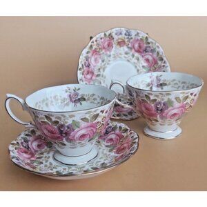 Two Royal Albert Bone China Tea Cup & Saucer sets Serena Malvern shape